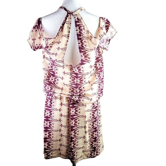 Amanda Uprichard Aztec Style Cold Shoulder Keyhole Chest & Back 100% Silk Dress - Picture 7 of 10